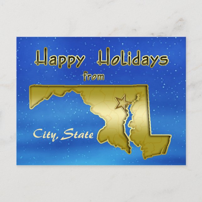 Cosmic Blue Sky Maryland Map Custom Postkarte (Vorderseite)