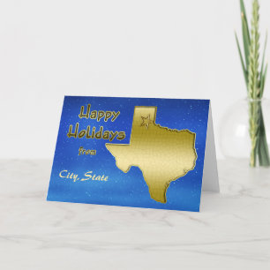 Cosmic Blue Sky Texas Map Custom Feiertagskarte