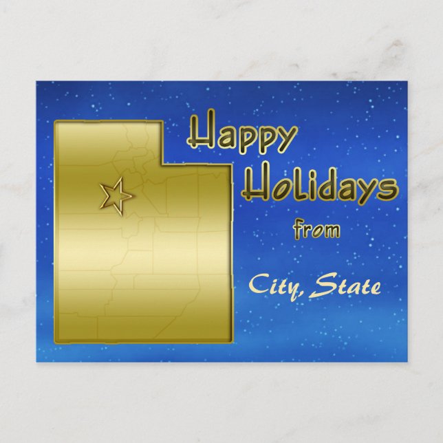 Cosmic Blue Sky Utah Map Custom Postkarte (Vorderseite)