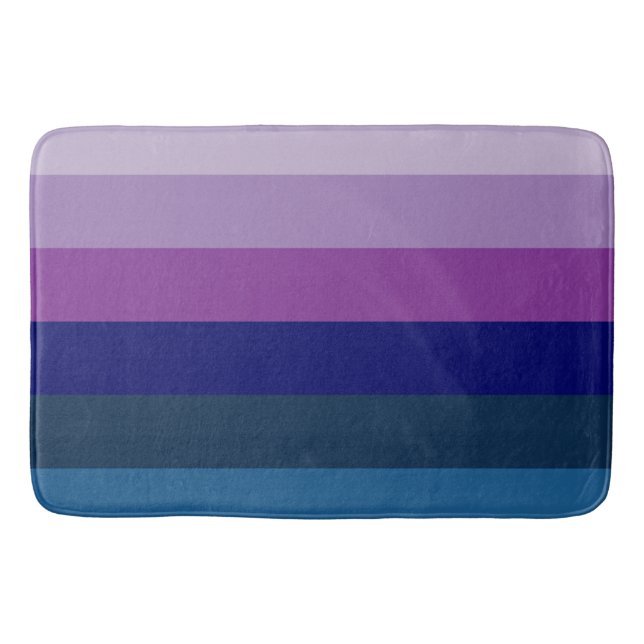 Cosmic Blue und Lila Stripes Badematte (Vorderseite)