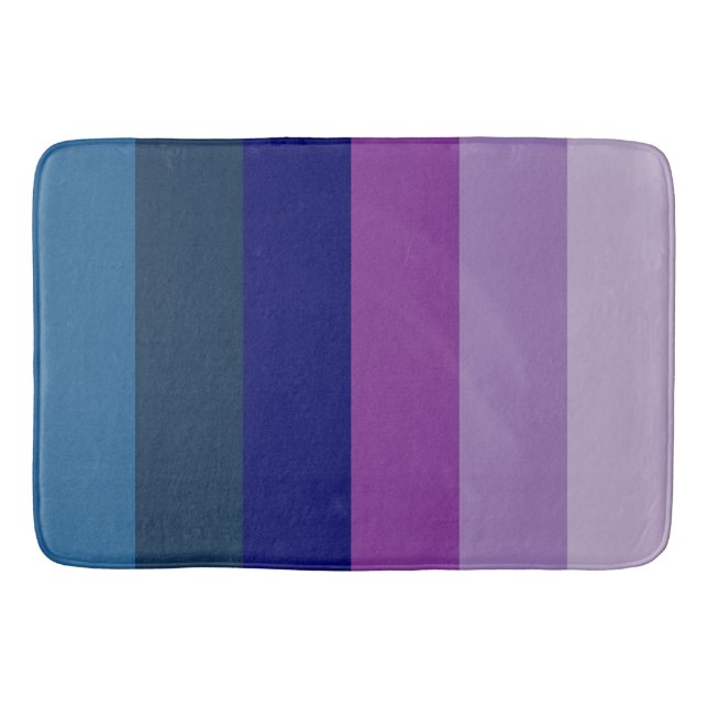 Cosmic Blue und Lila Stripes Badematte (Vorderseite)
