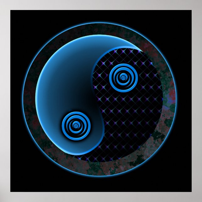 Cosmic Blue Yin Yang Poster (Vorne)