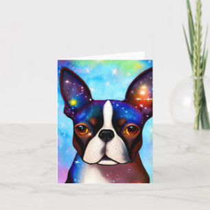 Cosmic Boston Terrier, Geburtskarte Karte