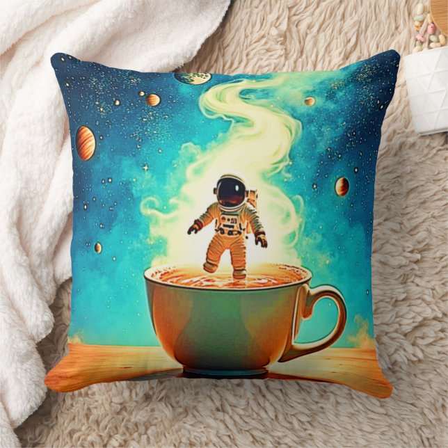 Cosmic Brew: Astronauts Traum vom Kaffee Kissen (Decke)
