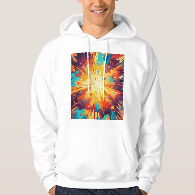 Cosmic Burst Abstract Splatter Art Hoodie (Vorderseite)