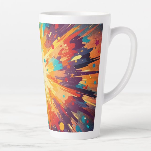 Cosmic Burst Abstract Splatter Art Milchtasse (Rechts)