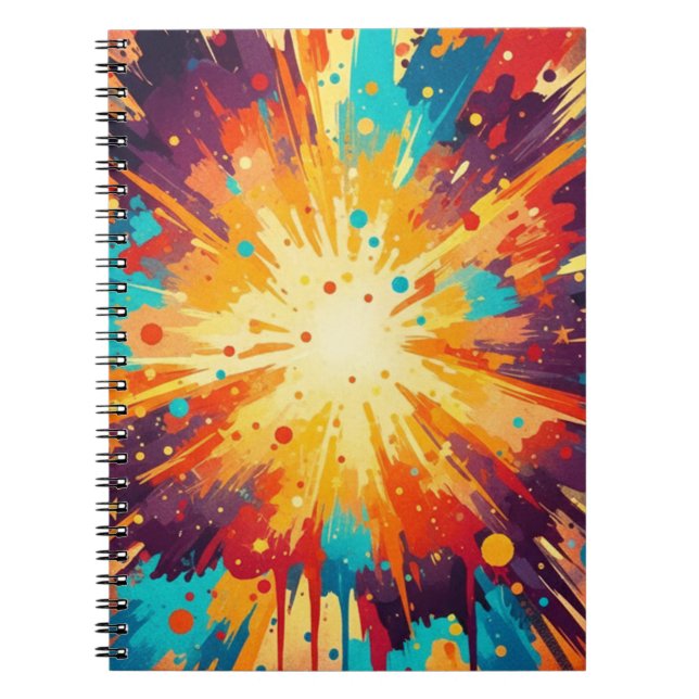 Cosmic Burst Abstract Splatter Art Notizblock (Vorderseite)