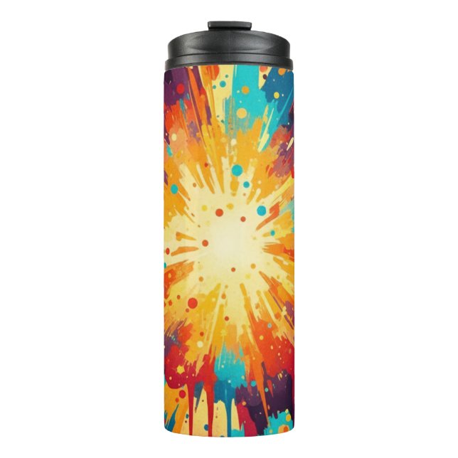 Cosmic Burst Abstract Splatter Art Thermosbecher (Vorderseite)