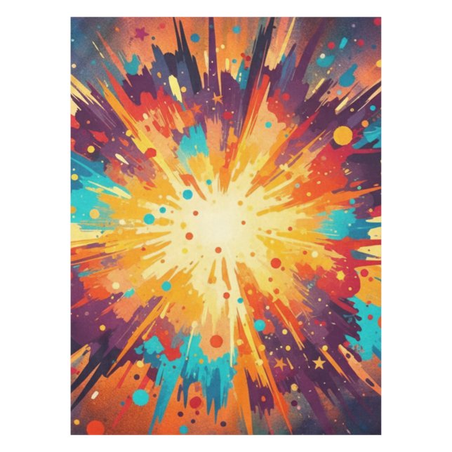 Cosmic Burst Abstract Splatter Art Tischdecke (Vorderseite)