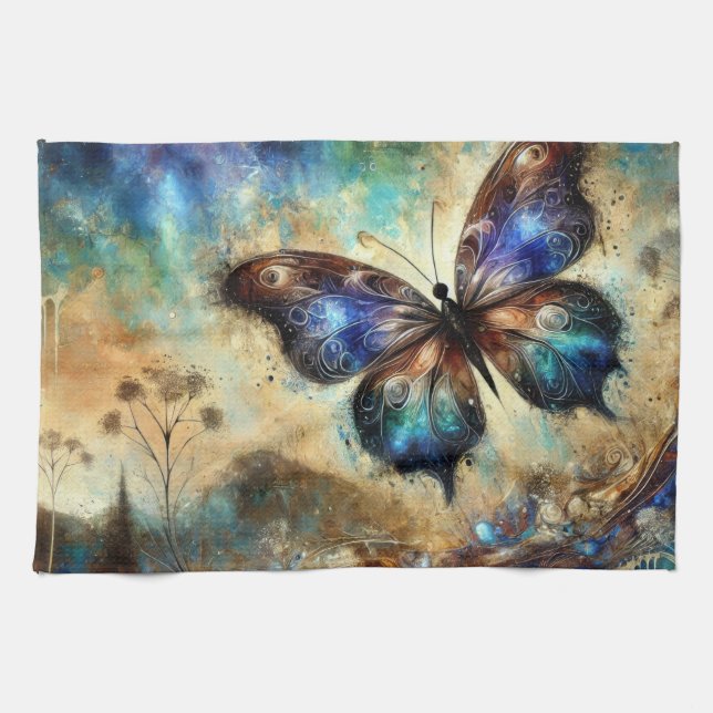 Cosmic Butterfly Fantasy Artwork Geschirrtuch (Horizontal)