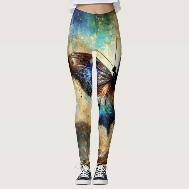 Cosmic Butterfly Fantasy Artwork Leggings (Vorderseite)