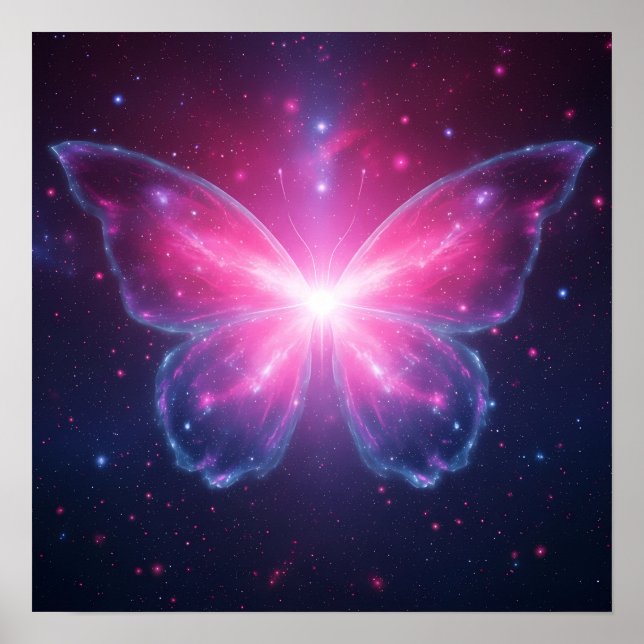 Cosmic Butterfly of Light in a Galactic Dream Poster (Vorne)