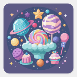 Cosmic Candy Wonderland Quadratischer Aufkleber