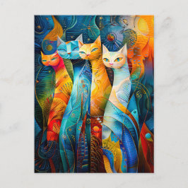 Cosmic Cat Art with Stellar Background Postkarte