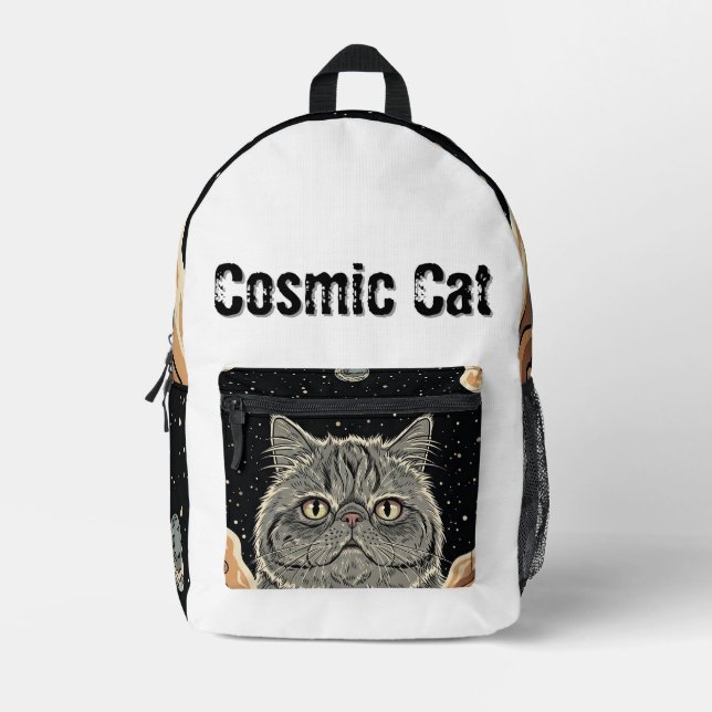 Cosmic Cat Bedruckter Rucksack (Vorderseite)