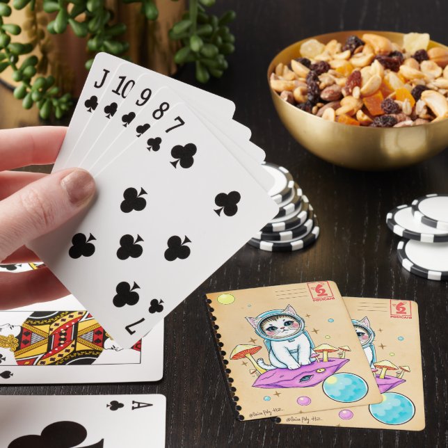 Cosmic Cat Dreams Poker Deck Spielkarten (In Situ)