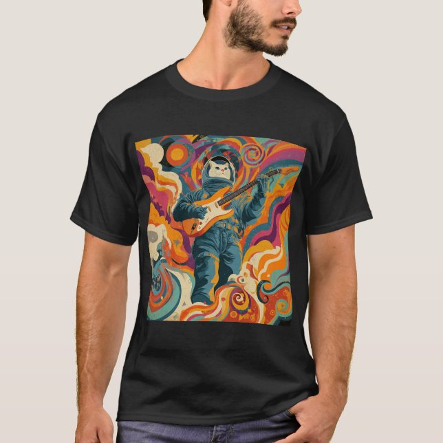 Cosmic Cat Guitarist T-Shirt (Vorderseite)