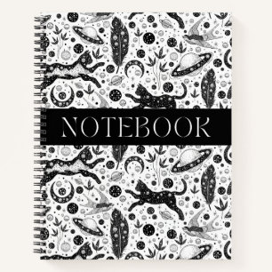 Cosmic Cat Magical Stars Planets Spiral Notebook Notizbuch