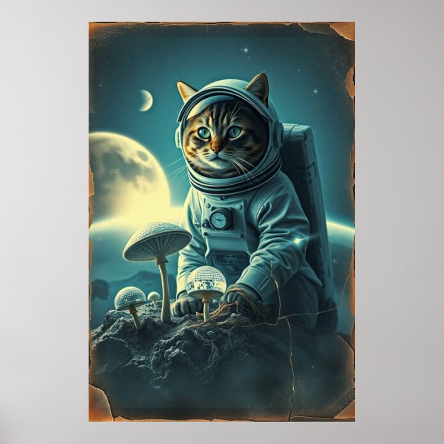Cosmic Cat on Disco MuShrooms Poster (Vorne)