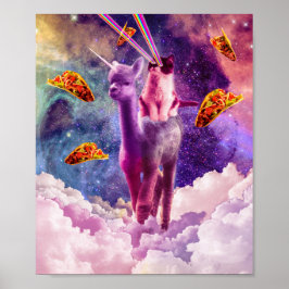 Cosmic Cat Riding Alpaca Poster