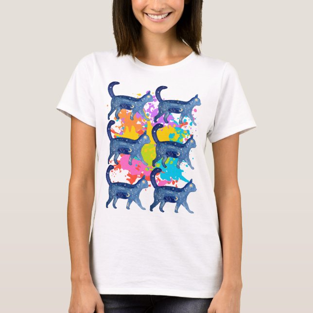 Cosmic Cat Tee: Starry Night Graphic Tee (Vorderseite)