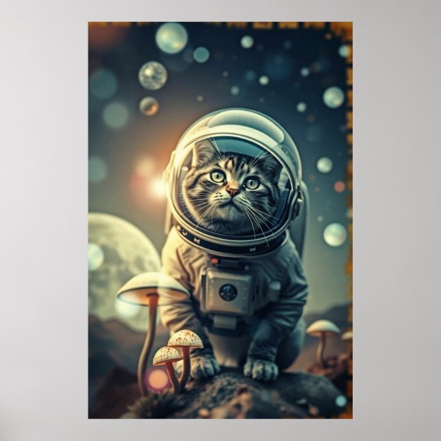 Cosmic Cat Trip - Retro Space Poster (Vorne)