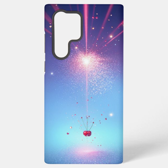 Cosmic Cherry Phone Case - Celestial Light Burst Samsung Galaxy Hülle (Rückseite)