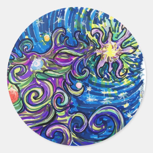 Cosmic Christmas Tree Runder Aufkleber (Vorderseite)