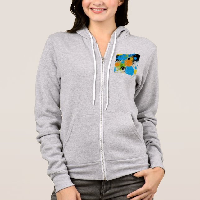 Cosmic Chromatic Splatter: Abstract Orbit Hoodie (Vorderseite)