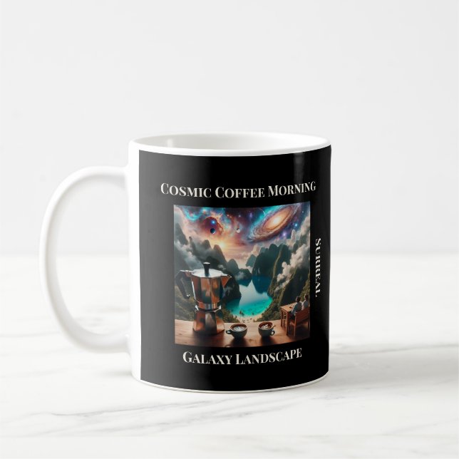 Cosmic Coffee Morning – Surreal Galaxy Landscape Kaffeetasse (Links)