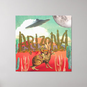 Cosmic Cowboy Arizona Jackalope Surreal Collage Leinwanddruck