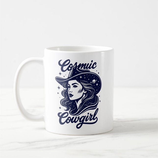 Cosmic Cowgirl Retro Western Space Aesthetic Mug Kaffeetasse (Links)