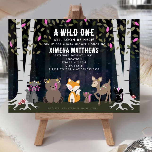 Cosmic Creatures Wild One Woodland Baby Shower Einladung (Von Creator hochgeladen)