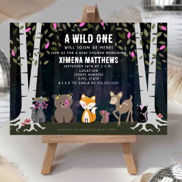 Cosmic Creatures Wild One Woodland Baby Shower Einladung