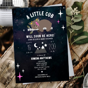 Cosmic Cub Pink Girl Babydusche Einladung