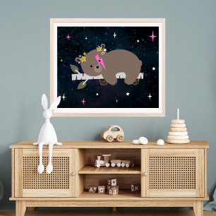 Cosmic Cub Sleepy Wild One Pink Girl Kinderzimmer Poster