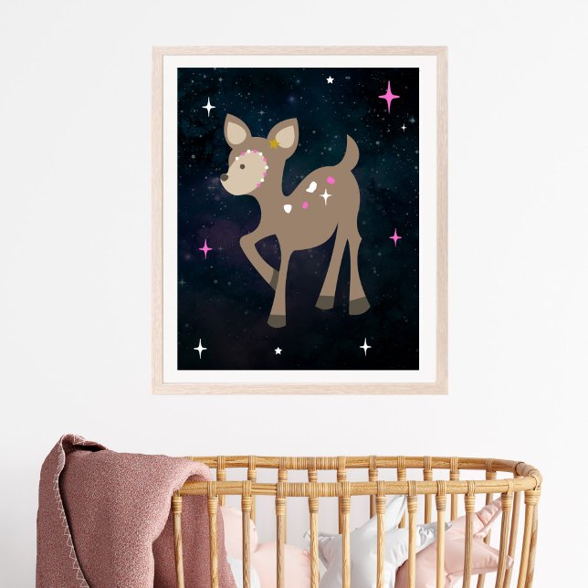 Cosmic Deer Wild One Pink Girl Kinderzimmer Poster (Von Creator hochgeladen)