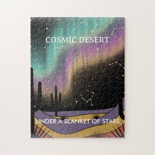 Cosmic Desert Aurora • Retro Western Night Sky Puzzle (Vertikal)