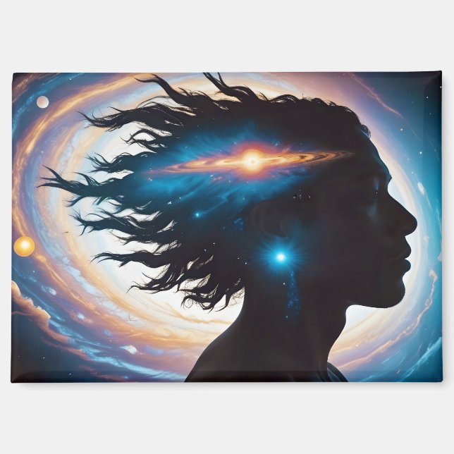 Cosmic Double Exposure Space Infinity Universe Art Magnet (Vorderseite)