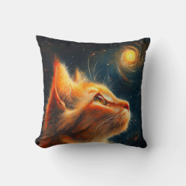 Cosmic Dreamer | Ginger Cat Stargazing Kissen