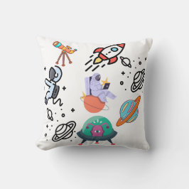 "Cosmic Dreams Astronaut & Telescope Pillow" Kissen