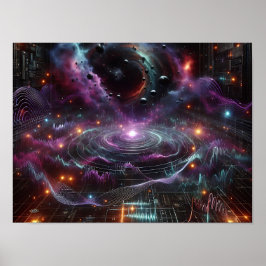Cosmic Energy Waves And Pulses Sci-fi Space Poster
