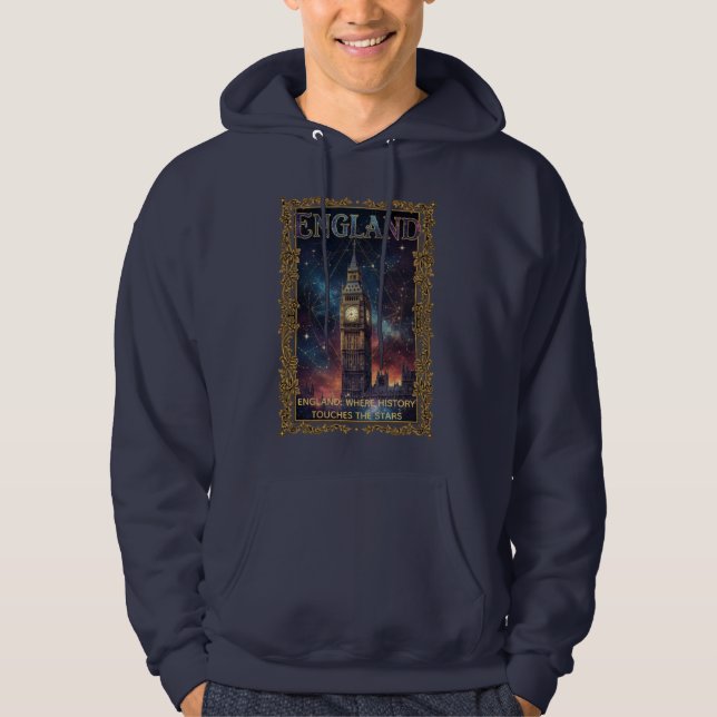 Cosmic England Big Ben Celestial Art Hoodie (Vorderseite)