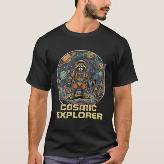 Cosmic Explorer Raccoon Vintage Sci-Fi Space T-Shirt