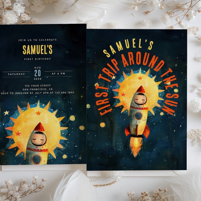 Cosmic First Birthday Blast: Space Adventure Party Einladung (Von Creator hochgeladen)