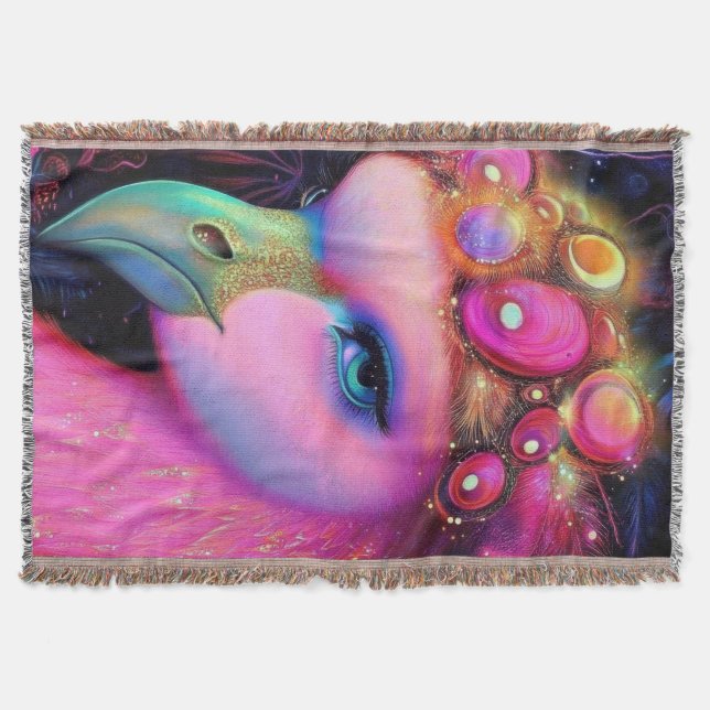 Cosmic Flamingo Queen Decke (Vorderseite)