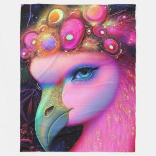 Cosmic Flamingo Queen Fleecedecke