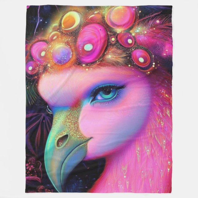 Cosmic Flamingo Queen Fleecedecke (Vorderseite)