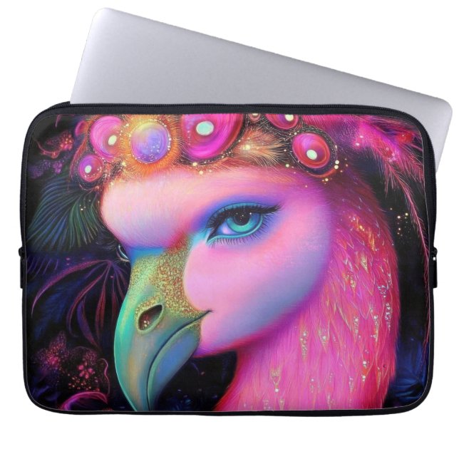 Cosmic Flamingo Queen Laptopschutzhülle (Vorderseite)
