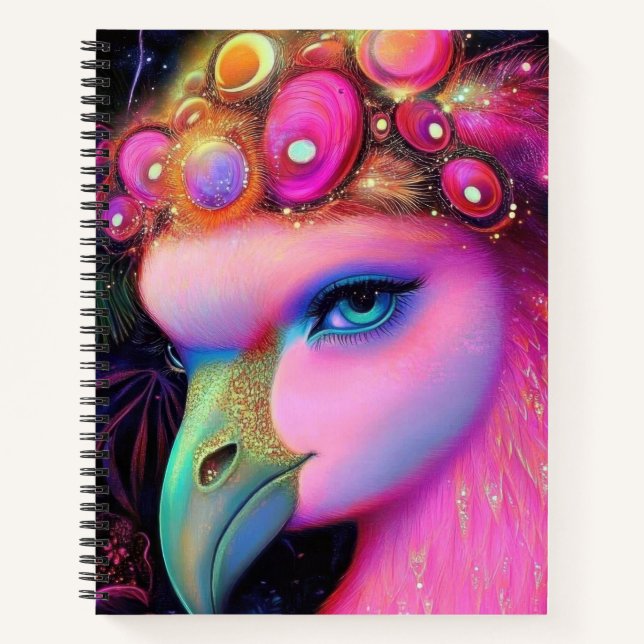 Cosmic Flamingo Queen Notizbuch (Vorderseite)